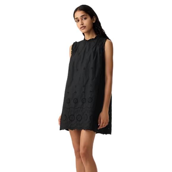 GAP Dresses & Skirts - Gap x Doen Dress Womens Medium Black Eyelet Mini Ruffle Pleated Boho Cottagecore